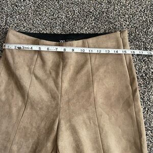 Zara Beige Suede-Like Slim Pants